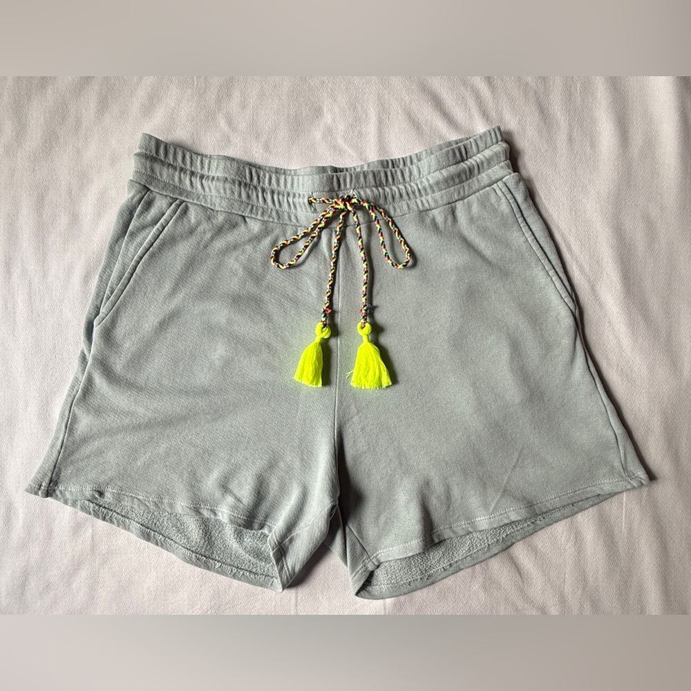Women’s Michael Lauren Light Blue/Gray Shorts w/Neon Yellow Tassel (Size Large)